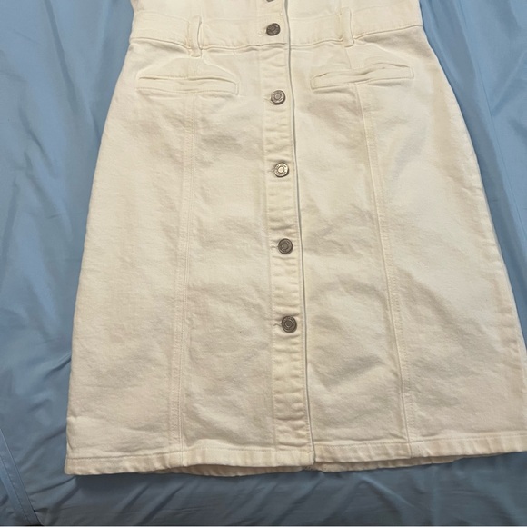 GAP Cream White Jean Button-Front Mini Dress Size 6 - Picture 6 of 9